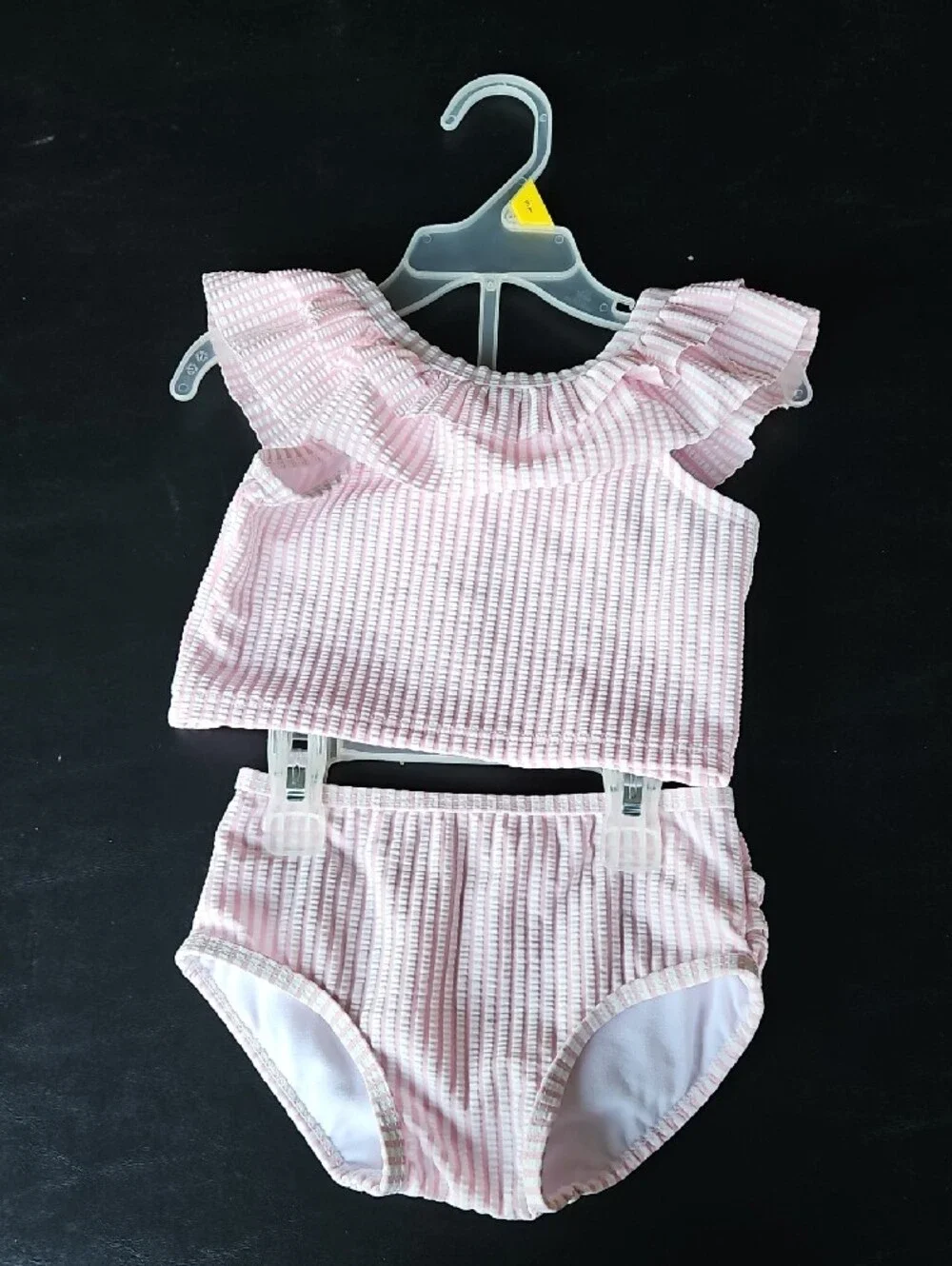 Ruffle Butts Pink Seersucker Ruffle Diaper Cover Set
